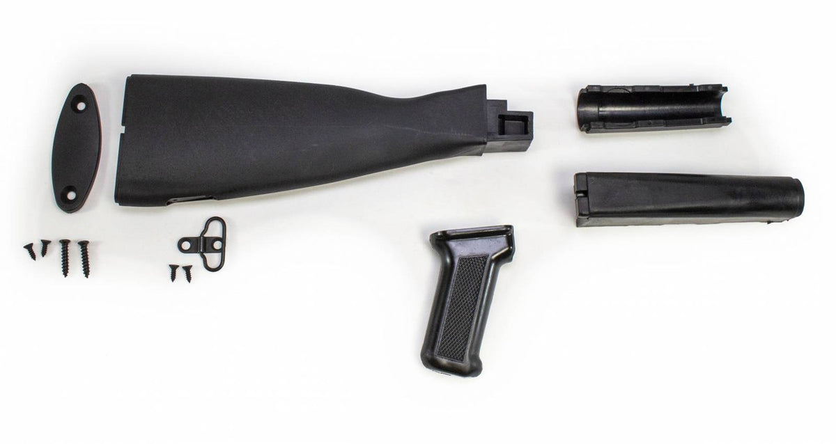 US Made 4pc AK Black Poly Stock Kit