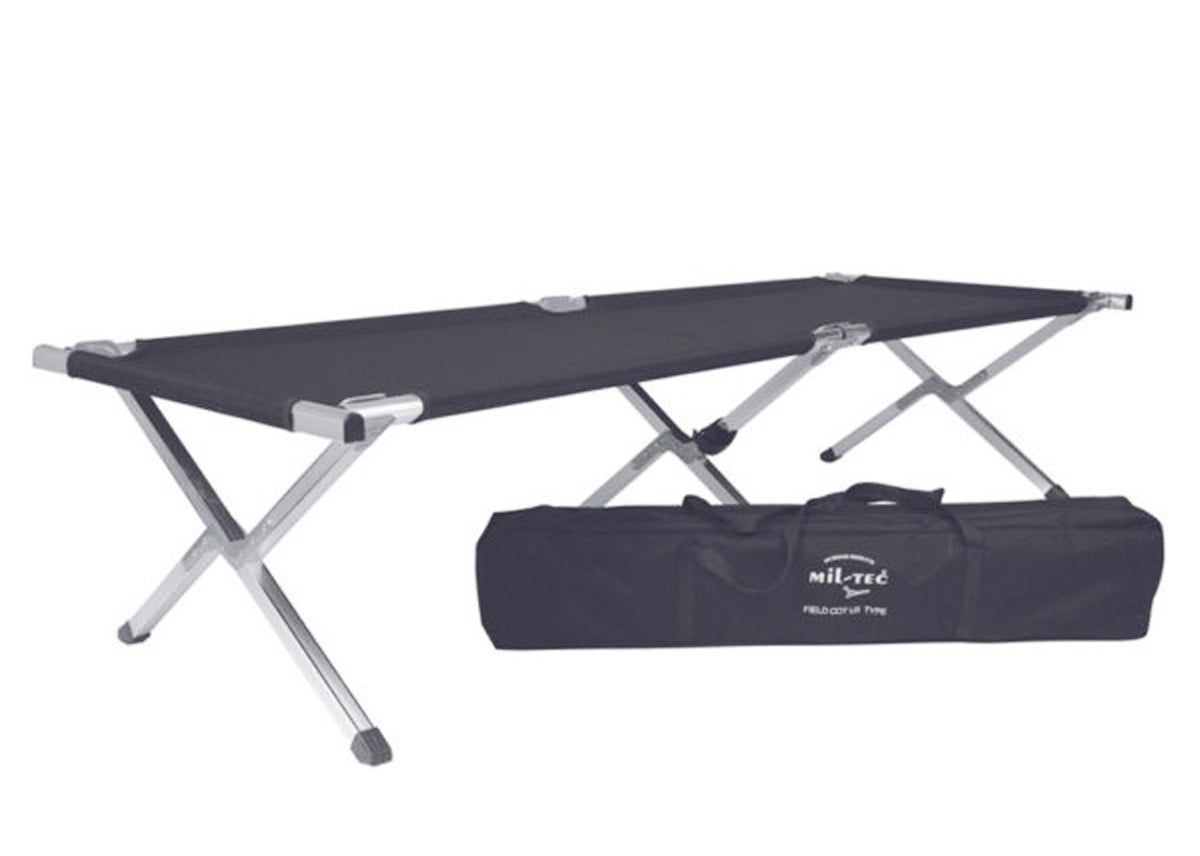 MIL-TEC® BLACK ALUMINUM FOLDING COT W/BAG NEW