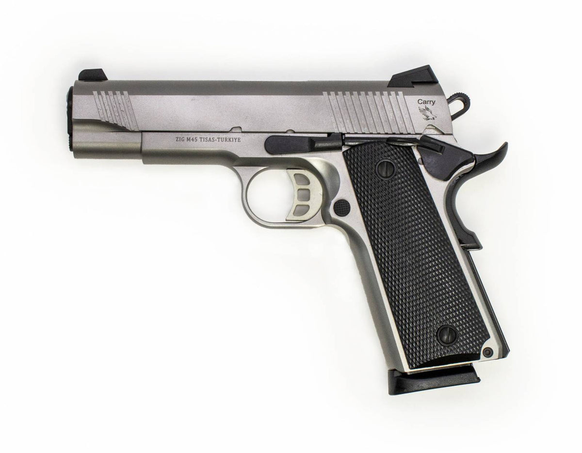 SDS Imports 1911, 45 ACP Carry 4.25 8+1 Stainless Steel Black Polymer Grip