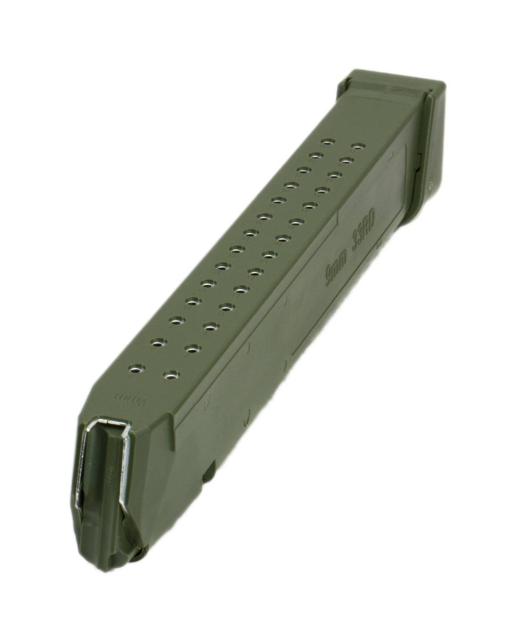 Glock Compatible 9mm 33rd OD GREEN Reinforced Steel Lined Polymer Magazine