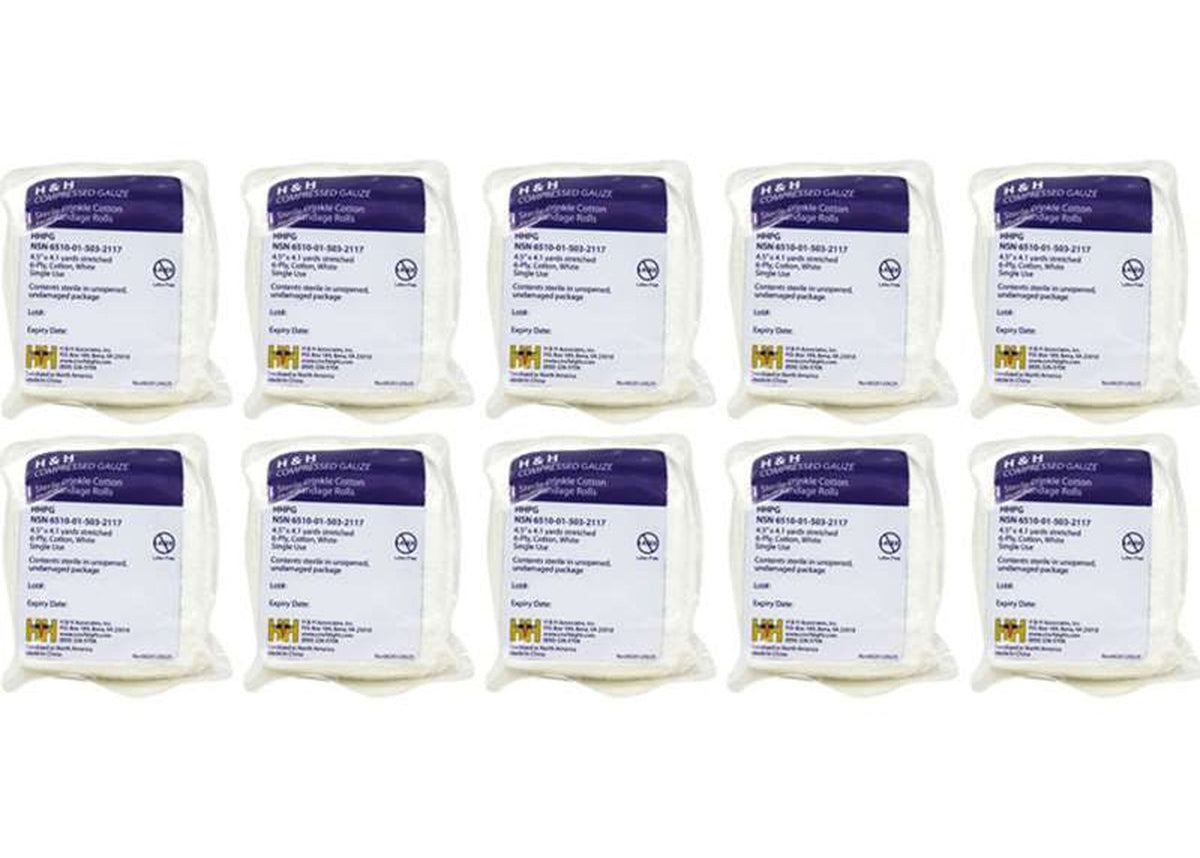 H&H Compressed Gauze Bandage - 10-Pack