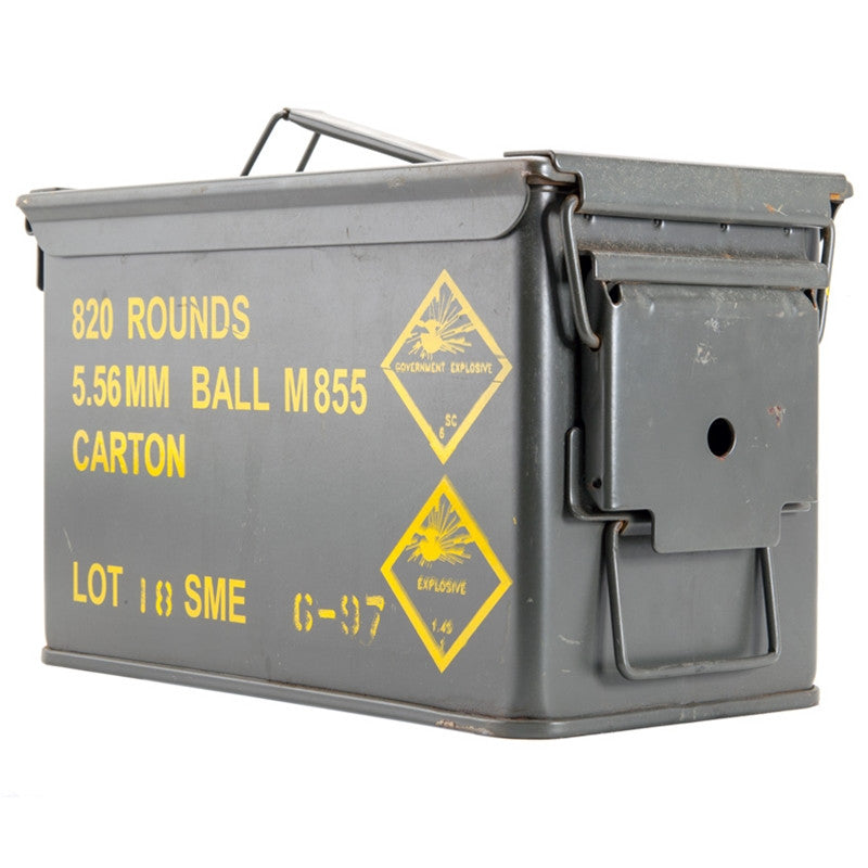 820rds Malaysian 5.56x45mm Ball M855 (NATO) Surplus Ammunition 62 Grain Full Metal Jacket in Original Ammo Can