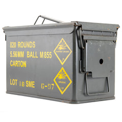 820rds Malaysian 5.56x45mm Ball M855 (NATO) Surplus Ammunition 62 Grain Full Metal Jacket in Original Ammo Can