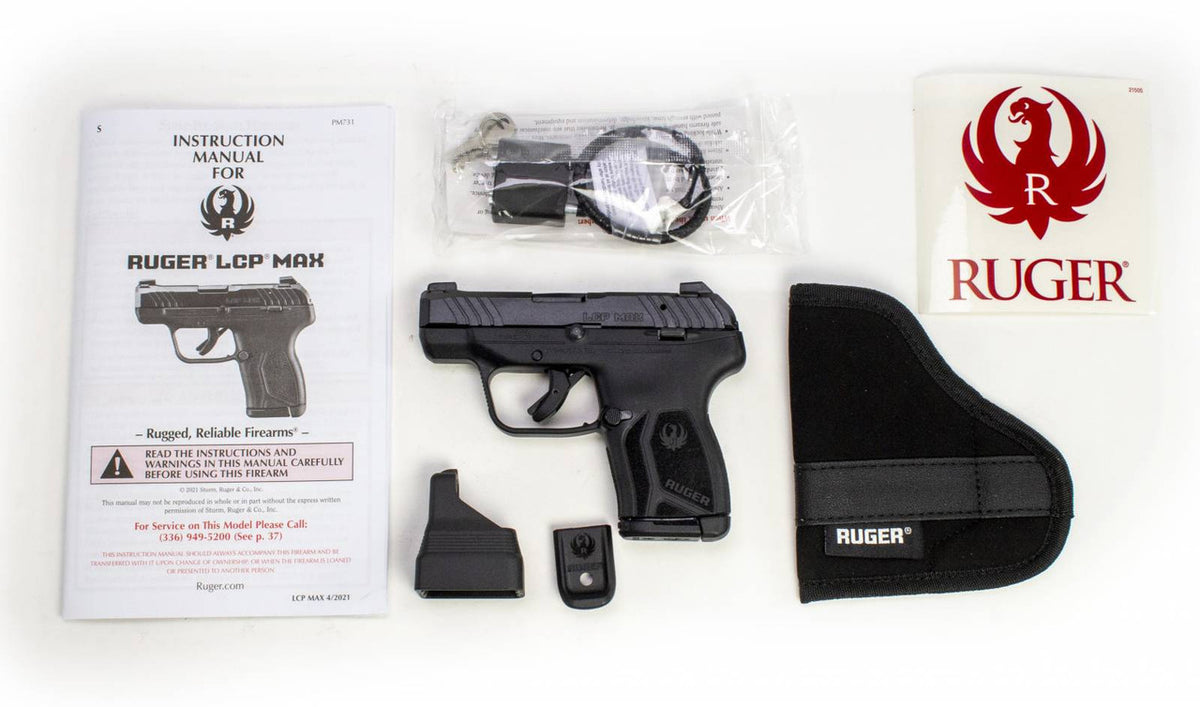 Ruger 13716 LCP Max 380 ACP 2.80 10+1 Black Polymer Frame Black Oxide Steel Black Polymer Grip