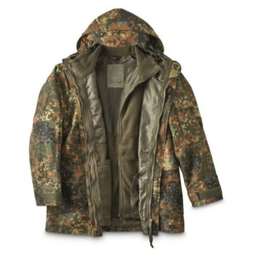 MIL-TEC® XXXL Flecktarn Camo Trilam. Wet Weather Jacket w/ Fleece Liner