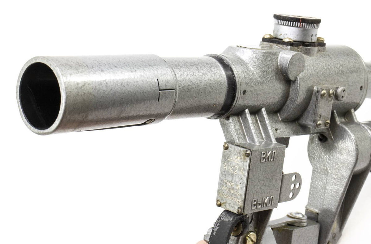 SVD Dragunov Scope 4x24 POSP - 1000m Range Finding Reticule Calibrated For 1.7m Height- Red Illuminated Reticle