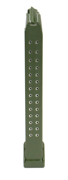Glock Compatible 9mm 33rd OD GREEN Reinforced Steel Lined Polymer Magazine