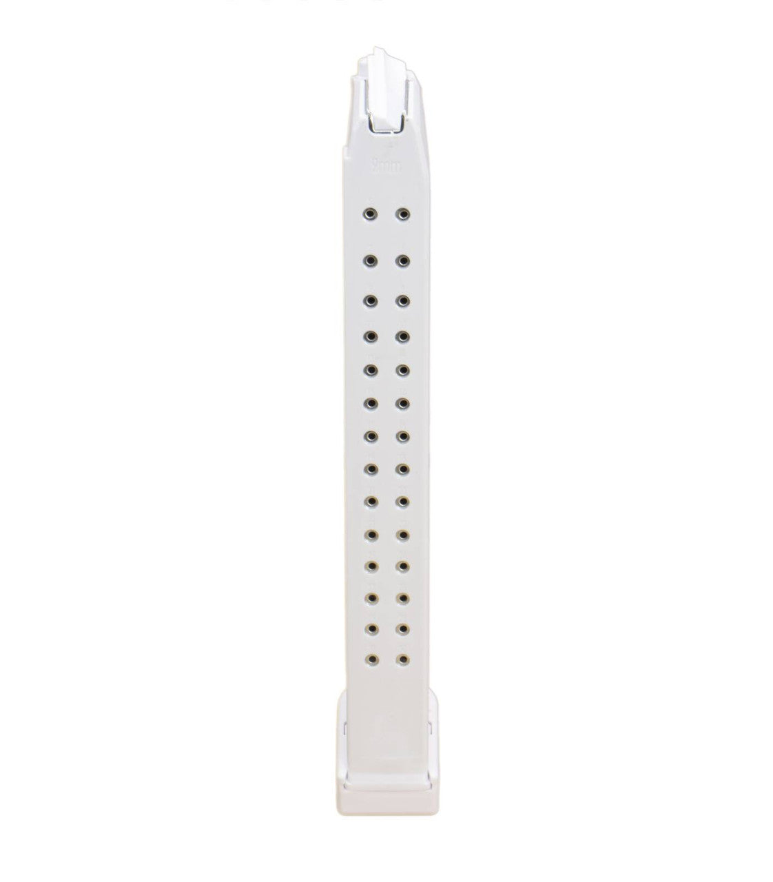 Glock Compatible 9mm 33rd WHITE Reinforced Steel Lined Polymer Magazine
