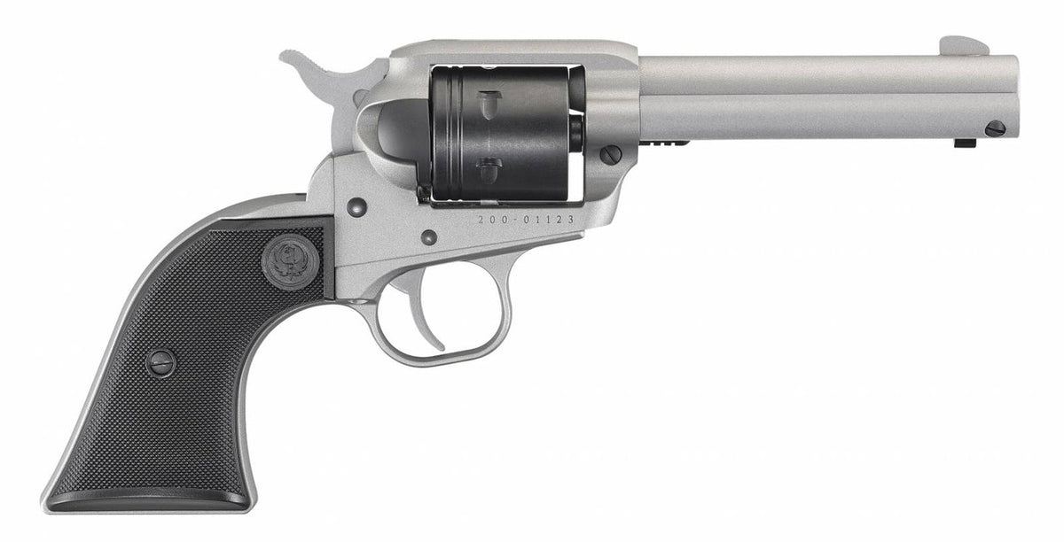 Ruger 2003 Wrangler  22 LR 6 Round 4.62 Silver Cerakote Silver Cerkoate Aluminum Black Checkered Polymer