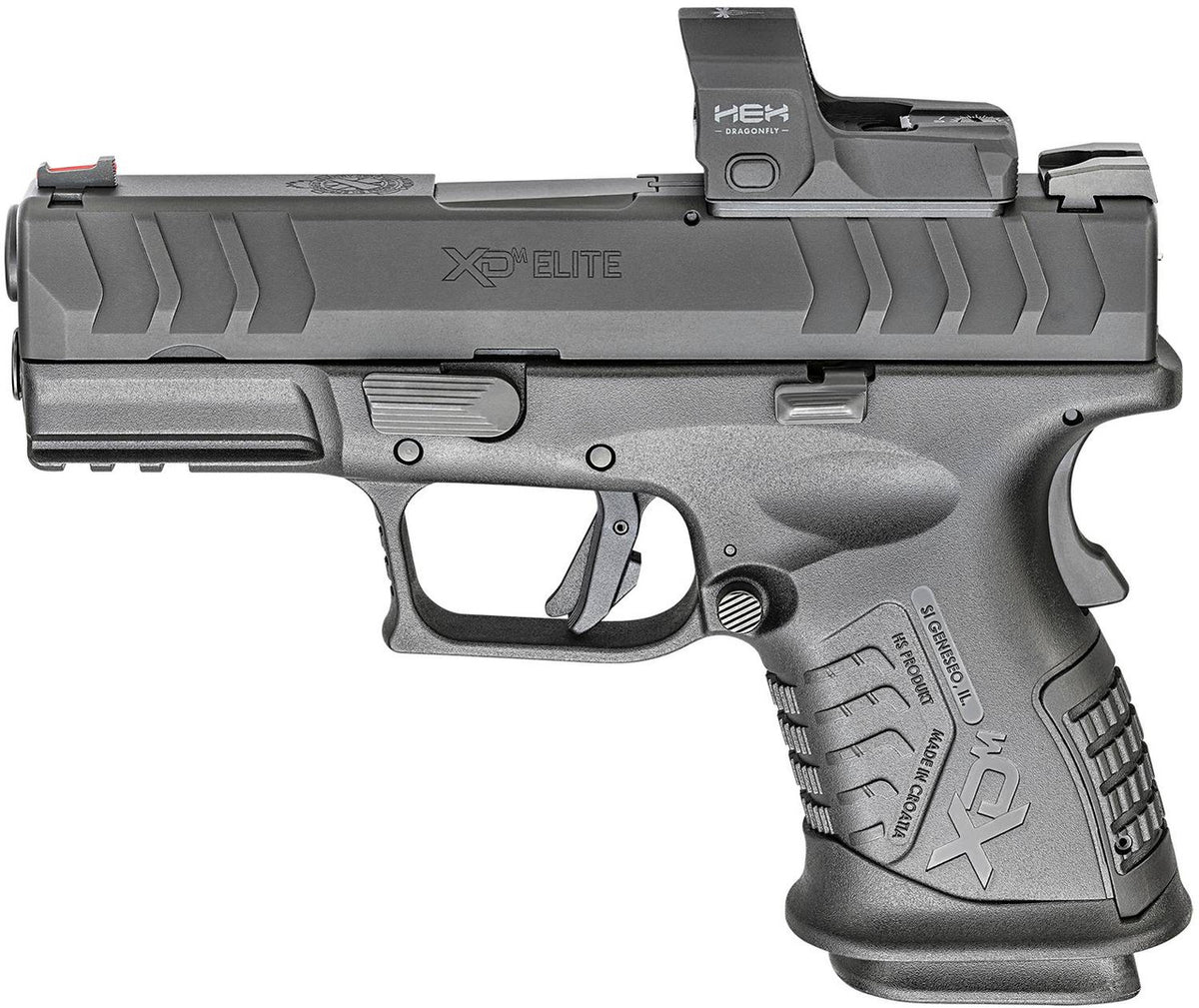 Springfield Armory XDME93810CBHCOSPD XD-M Elite Compact OSP 10mm Auto 3.80 11+1 Black Melonite Steel Slide/Barrel with Optic Cut Black Interchangeable Backstrap Grip Includes Hex Dragonfly Red Dot