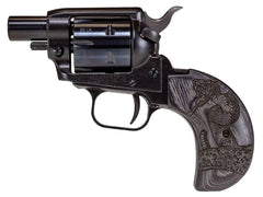Heritage Mfg BK22B1BHWBRN2 Barkeep Boot 22 LR 6rd 1.68 Overall Black Steel with Custom Wood Burnt Snake Grips