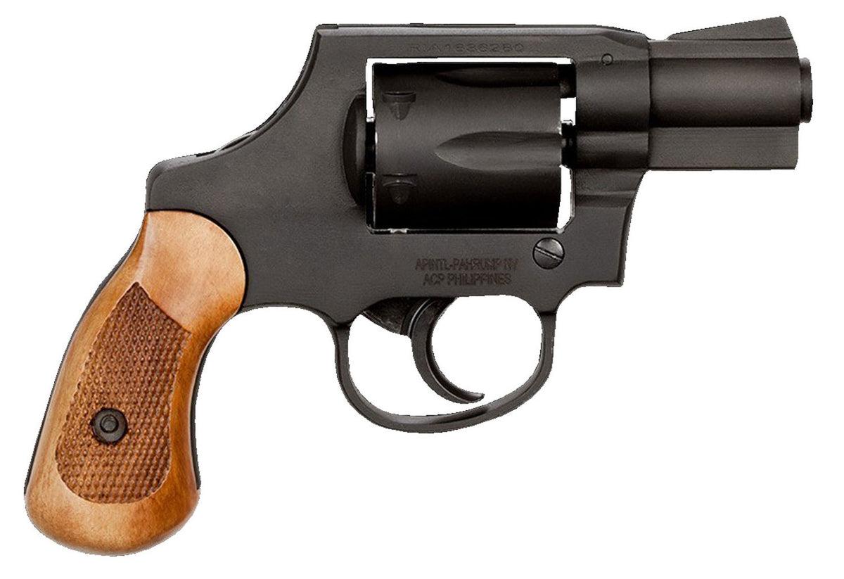 Rock Island 51280 Revolver M206 Spurless Single/Double 38 Special 2 6 Wood Black Parkerized