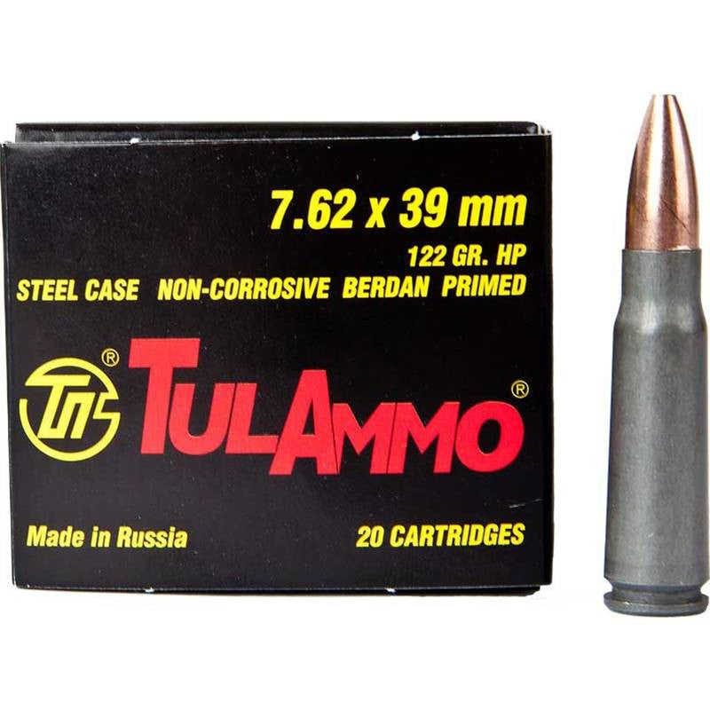 TulAmmo 7.62x39 HP 122GR Russian Mfg. Ammo 20rds