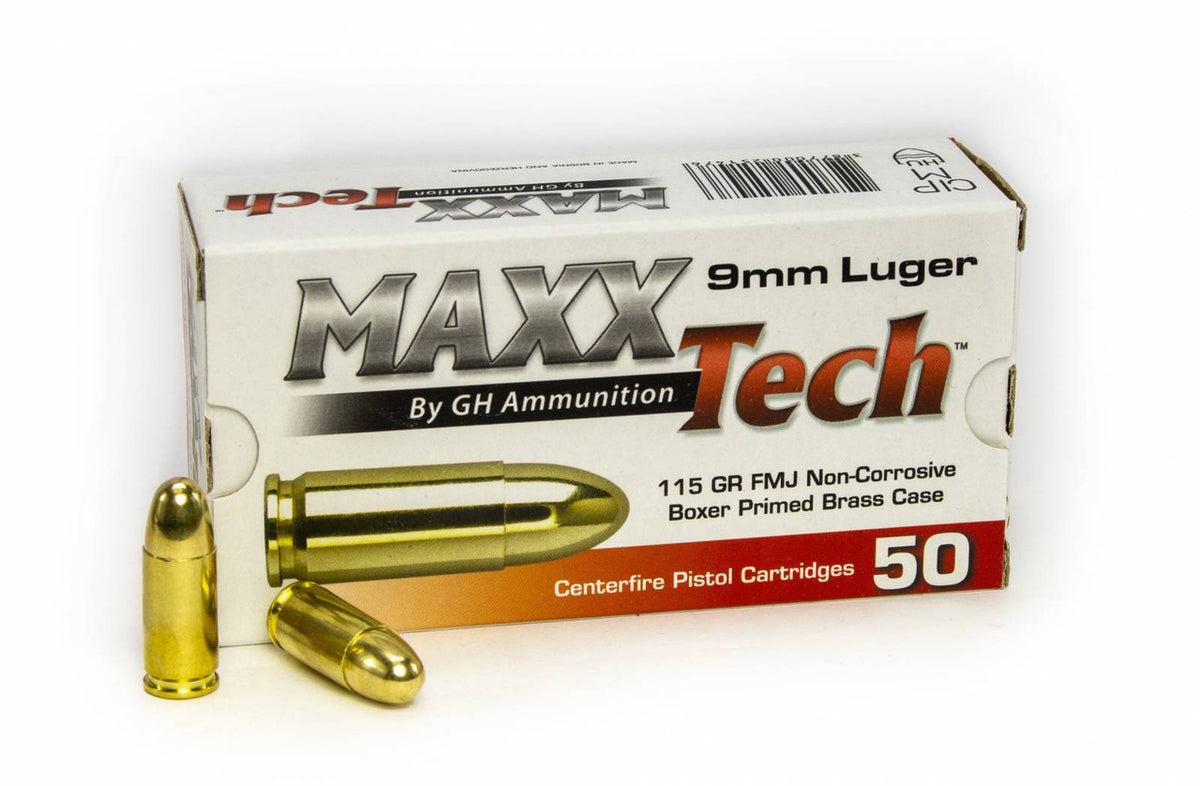 MaxxTech 9MM FMJ 115GR Brass Case 1000rds