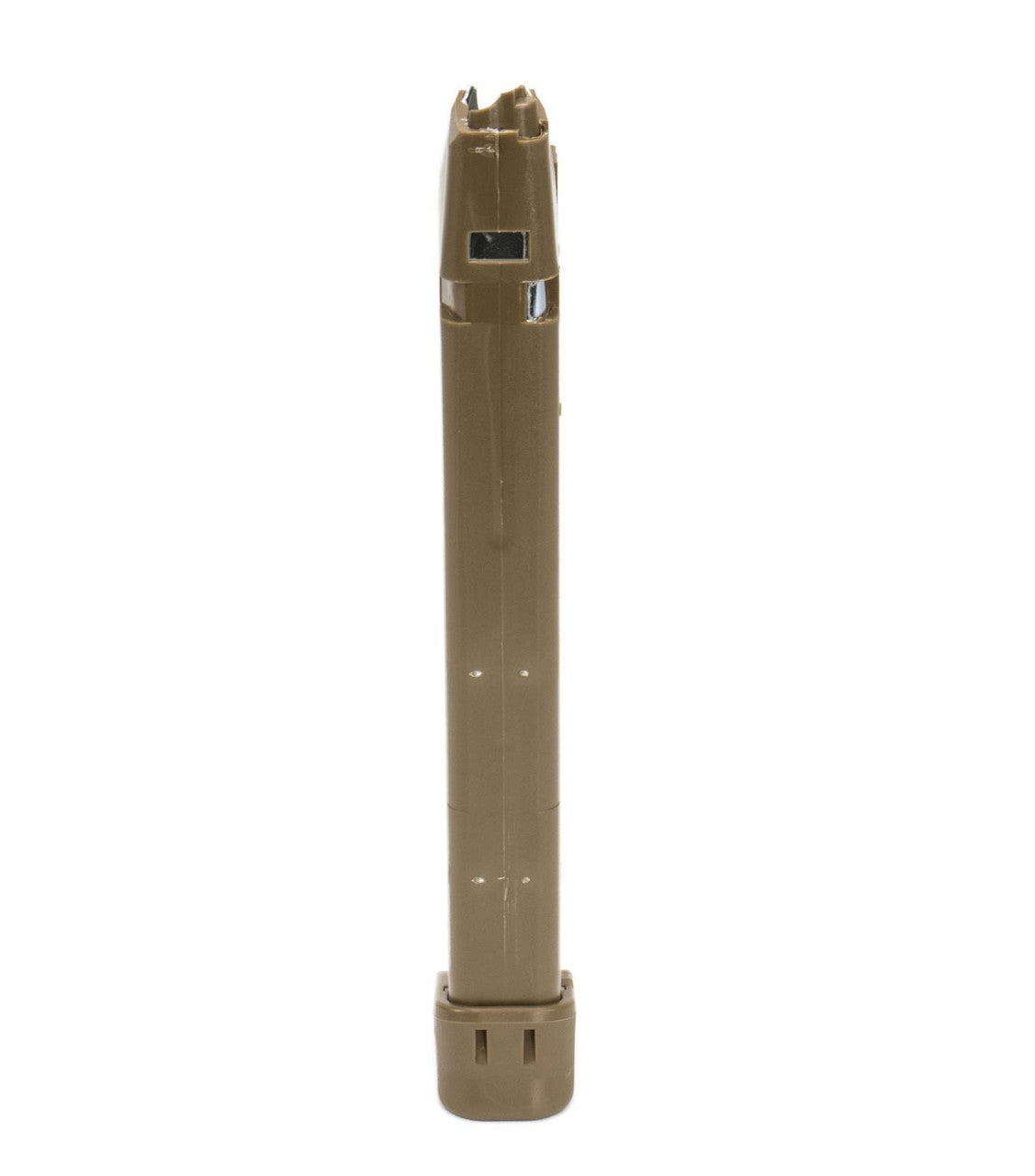 Glock Compatible 9mm 33rd FLAT DARK EARTH (FDE) Reinforced Steel Lined Polymer Magazine