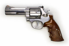 S&W 686-1 357 MAG 4 BARREL HARDWOOD GRIPS STAINLESS STEEL REVOLVER-USED