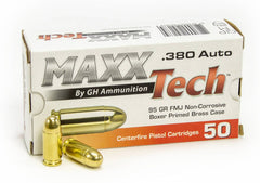 MaxxTech .380 1000rds 95GR FMJ Brass Case