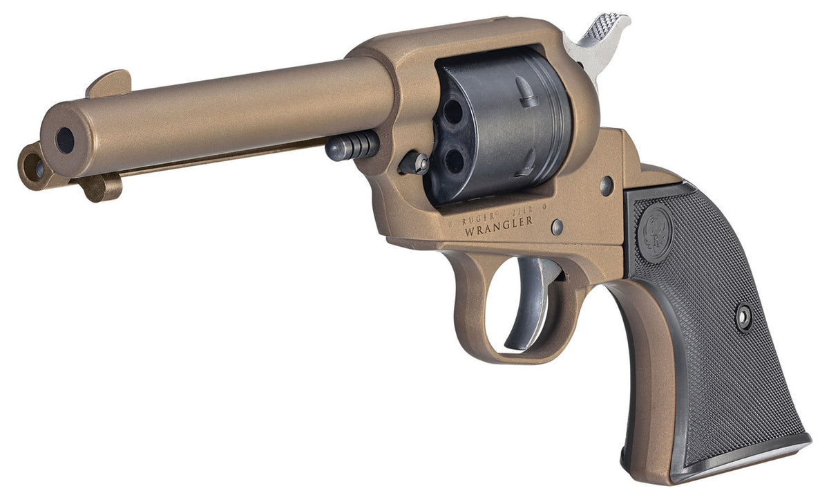 Ruger 2004 Wrangler  22 LR 6 Round 4.62 Burnt Bronze Cerakote Black Cerakote Cylinder Aluminum Black Checkered Polymer