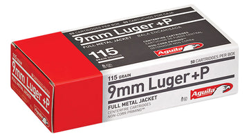 Aguila 1E092118 Pistol  9mm Luger +P 115 gr Full Metal Jacket (FMJ) 50 Bx/ 20 Cs