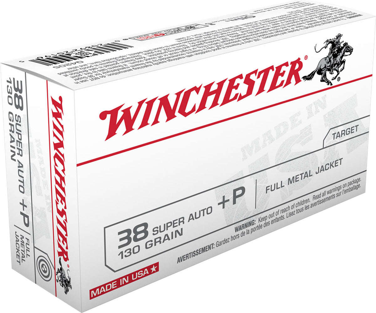 Winchester Ammo Q4205 USA  38 Super +P 130 gr Full Metal Jacket (FMJ) 50 Bx/ 10 Cs