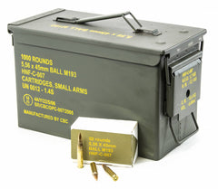 1000 Round Can of 5.56 FMJ M193 Ball Ammunition