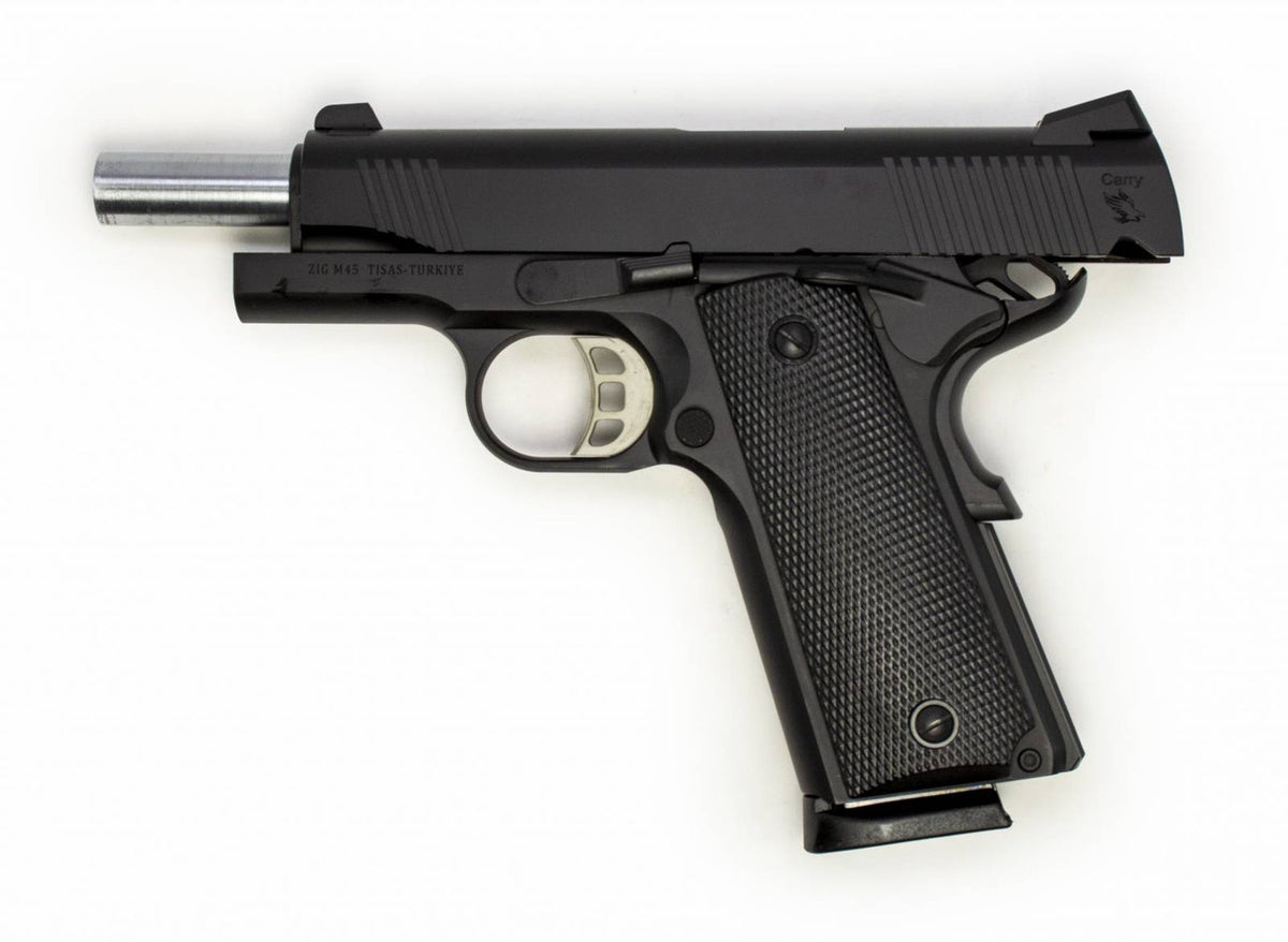 SDS Imports 45 ACP 4.25 8+1 1911 Carry Black Cerakote Steel Slide Black Polymer Grip
