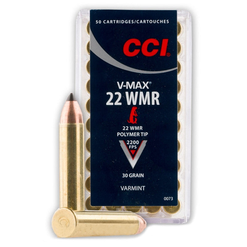 CCI 0073 Varmint  22 Mag 30 gr V-Max Polymer Tip 50 Bx/ 40 Cs