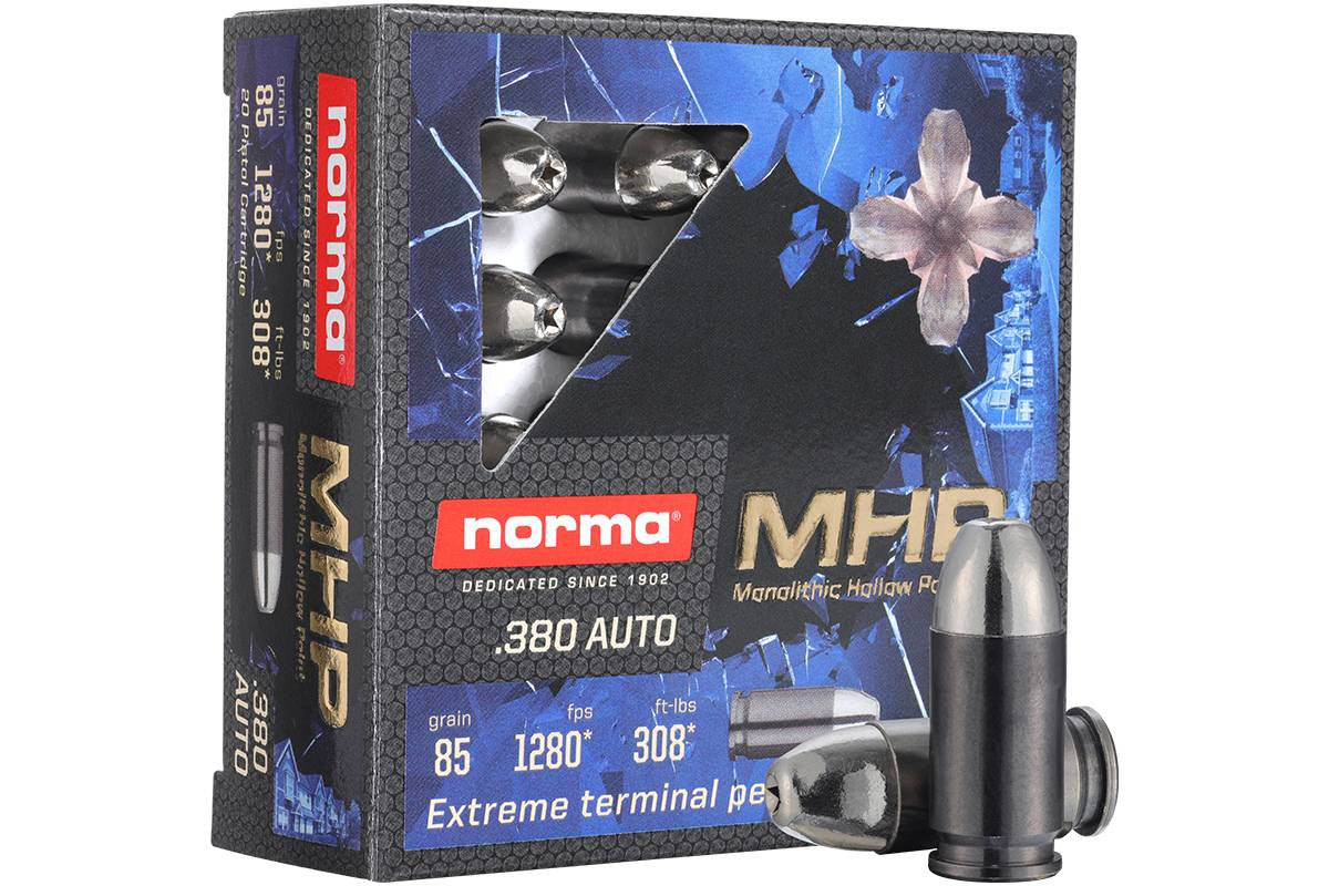Norma Shooting MHP 85GR .380 Auto Ammo - 20rd Box