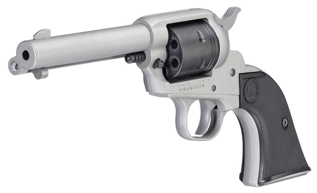 Ruger 2003 Wrangler  22 LR 6 Round 4.62 Silver Cerakote Silver Cerkoate Aluminum Black Checkered Polymer