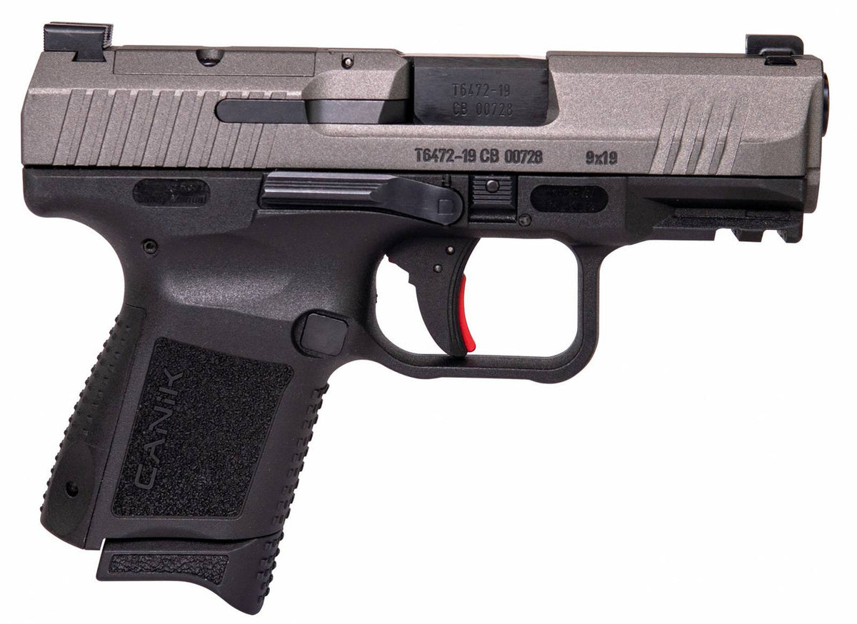 Canik HG5610TN TP9 Elite Subcompact 9mm Luger 3.60 15+1,12+1 Black Tungsten Gray Cerakote Steel Slide Black Interchangeable Backstrap Grip