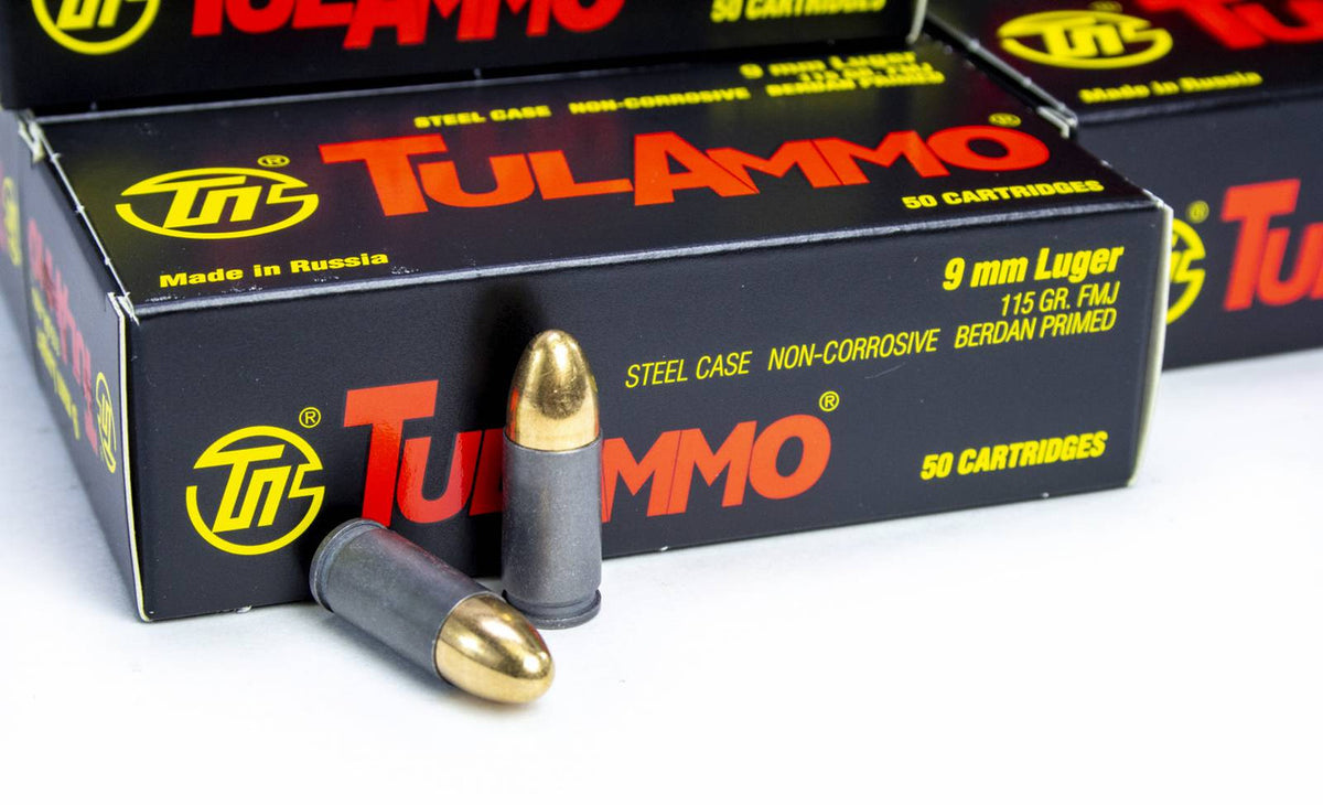 TulAmmo 9mm 115gr FMJ Russian 1000rd Case