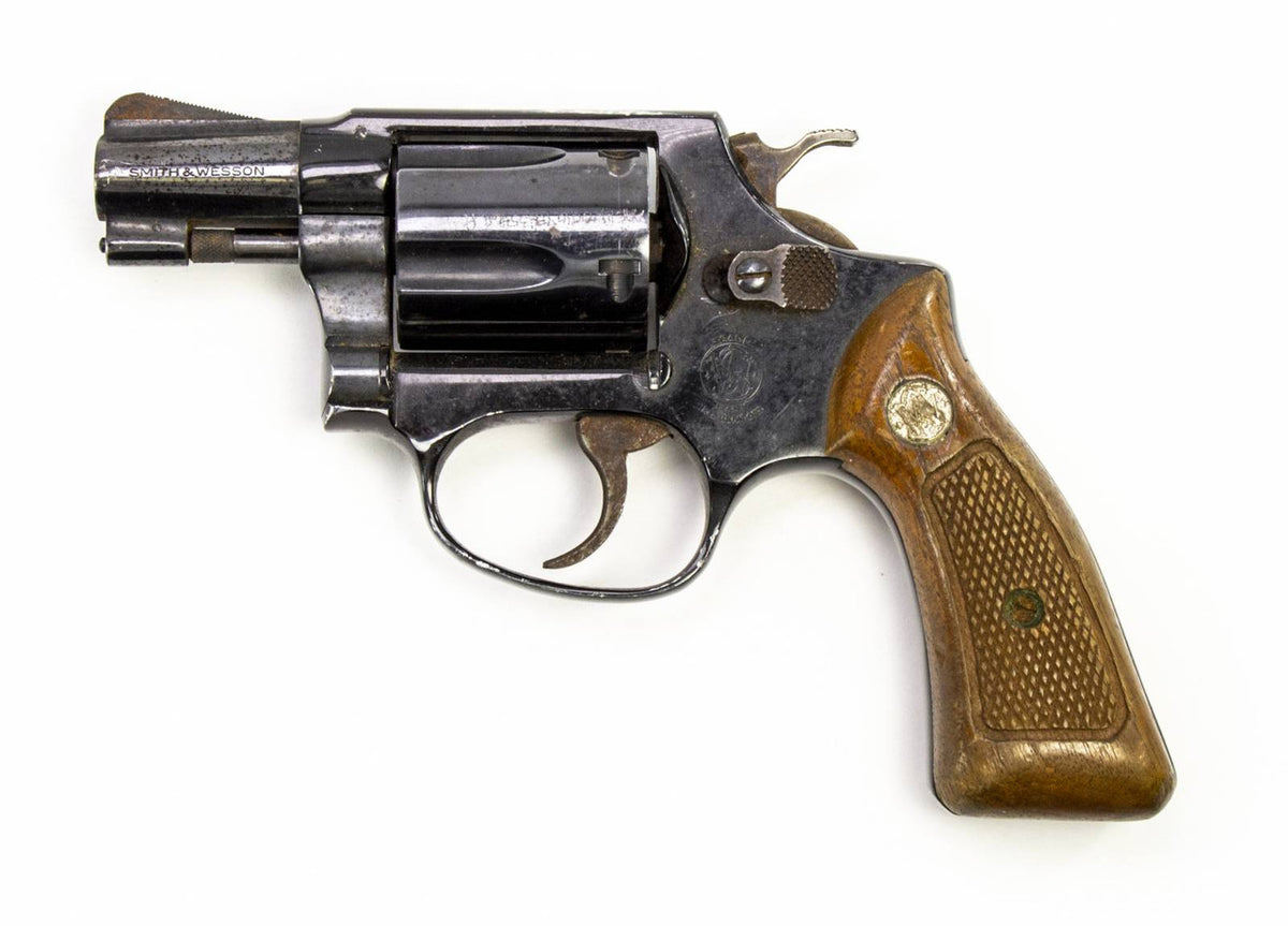 S&W 37 38 SPECIAL 2 BARREL REVOLVER AIRWEIGHT WOOD GRIPS-USED8731