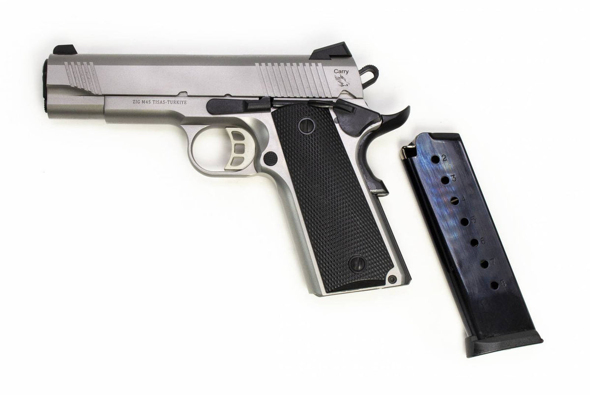SDS Imports 1911, 45 ACP Carry 4.25 8+1 Stainless Steel Black Polymer Grip
