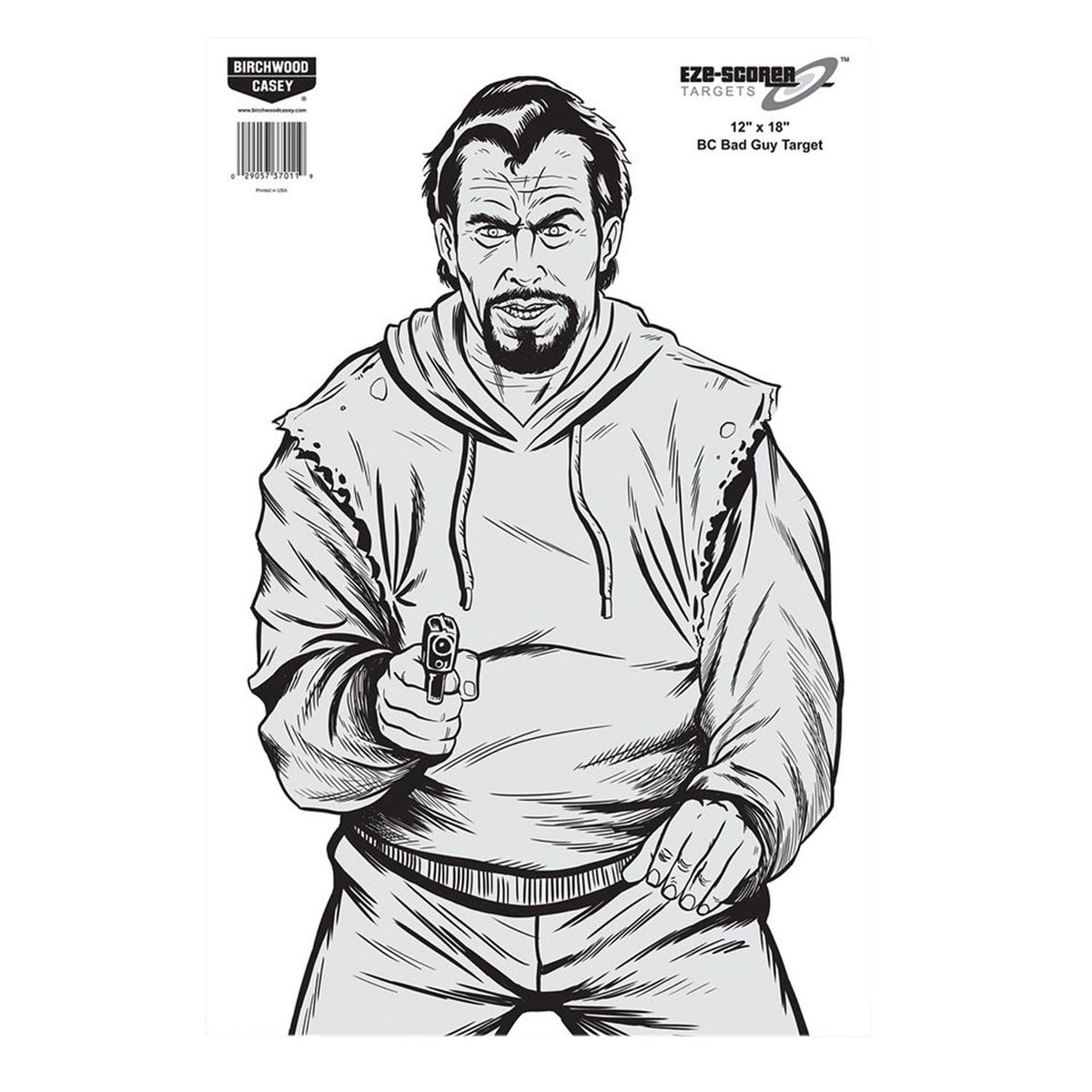 Birchwood Casey 37205 EZE-Scorer Bad Guy Bad Guy Silhouette Paper Target 12 x 18 10 Per Pack
