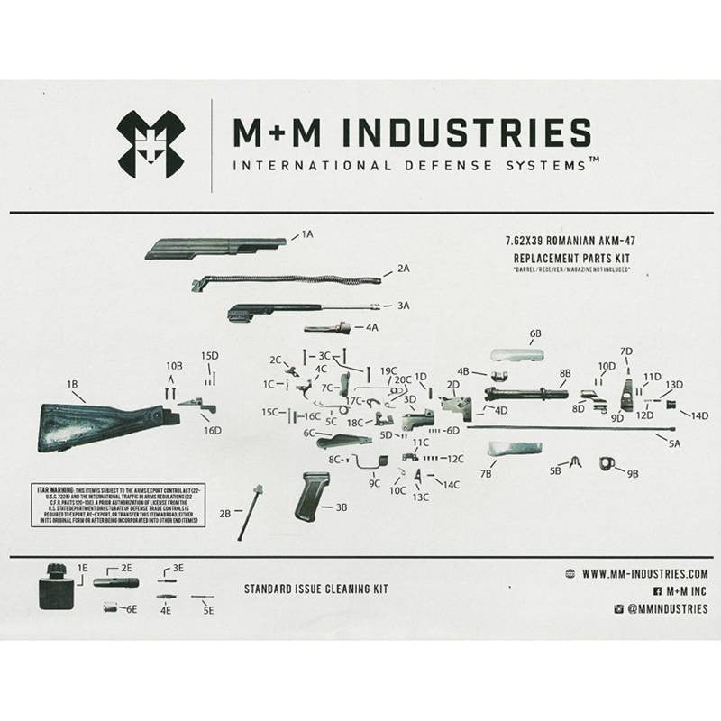 AK47 Romanian PM-63 AK-47 7.62x39 Parts Kit