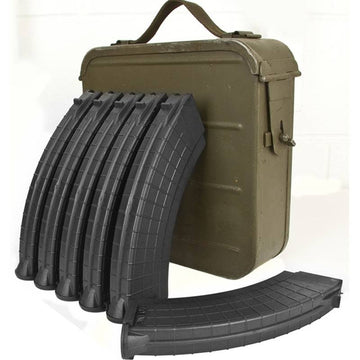 7.62x39 AK-47, 25rd Polymer Mags Packed in SG-43 Goryunov Can - 6 Mags