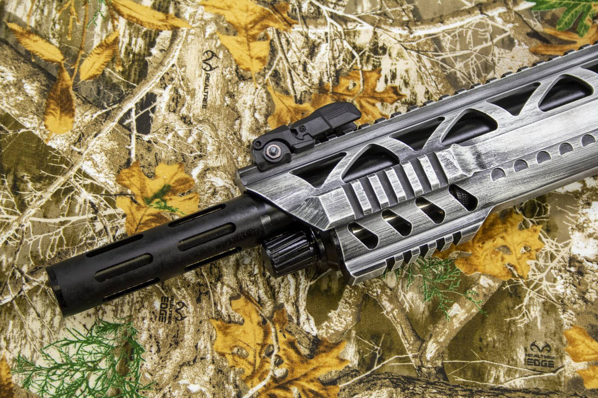 Monastor 102, 12ga Battle Worn White Semi Auto Shotgun 12ga
