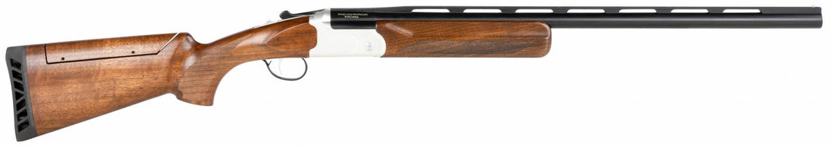 Stevens 12 Gauge 26 555 Compact Trap 1 3 Silver Oiled Turkish Walnut Fixed w/Adjustable Comb Stock Ambidextrous Hand