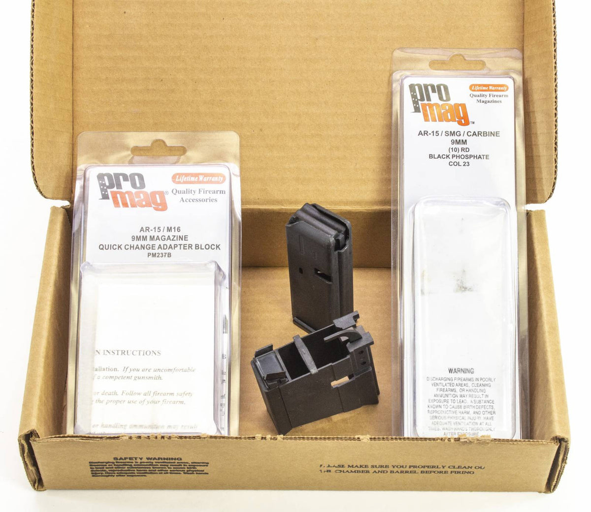 1 NEW PRO MAG AR-15/SMG/CARBINE 9MM 10RD MAG AND 1 AR-15/M16 9MM MAGAZINE QUICK CHANGE ADAPTER BLOCK