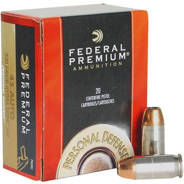Federal P45HS1 Premium Personal Defense 45 ACP 230 gr Hydra-Shok Jacketed Hollow Point 20 Bx/ 25 Cs