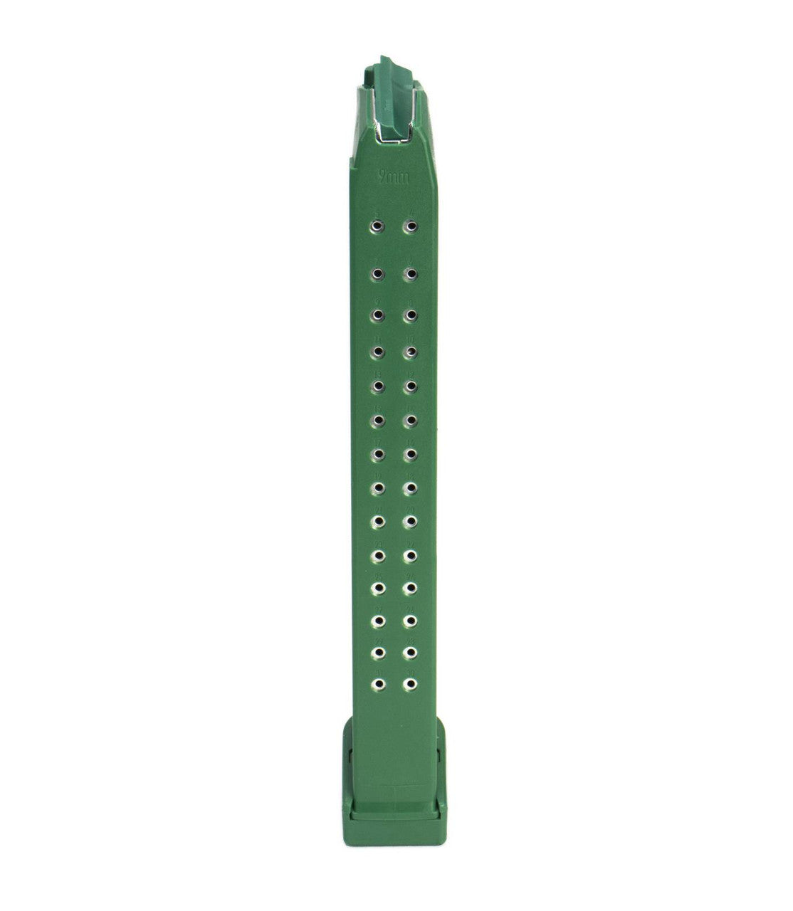 Glock Compatible 9mm 33rd GREEN Reinforced Steel Lined Polymer Magazine