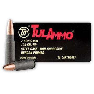 TulAmmo 7.62x39 HP 124GR Russian Mfg. Ammo 1000rds