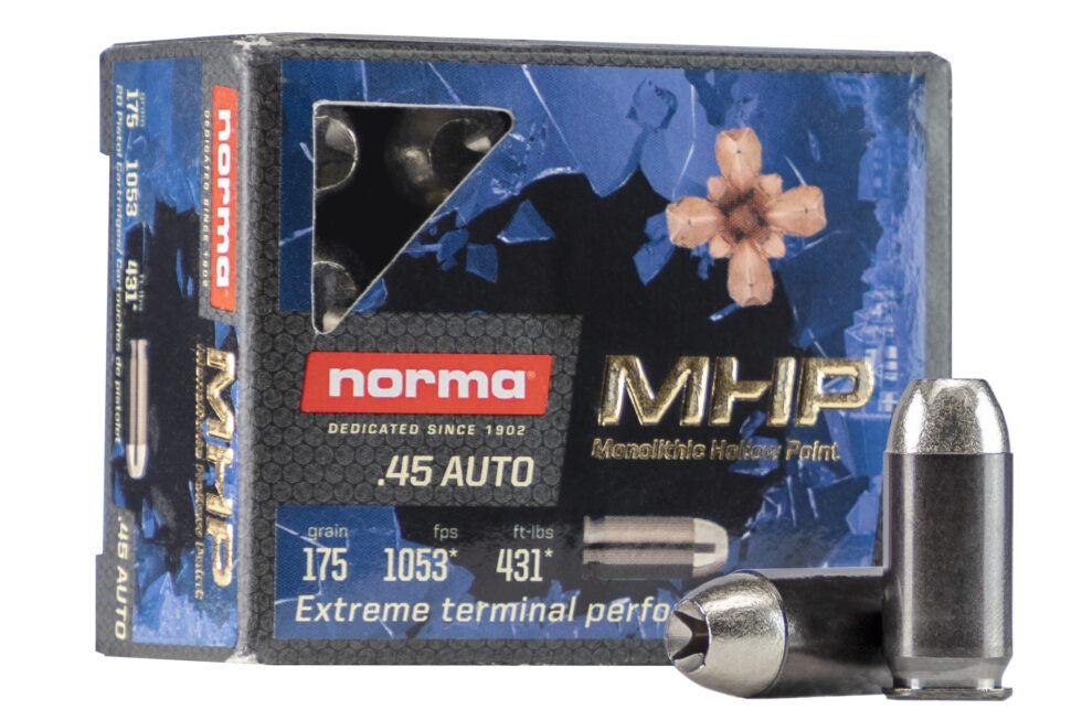 Norma Shooting MHP 175GR 45 ACP Ammo - 20rd Box