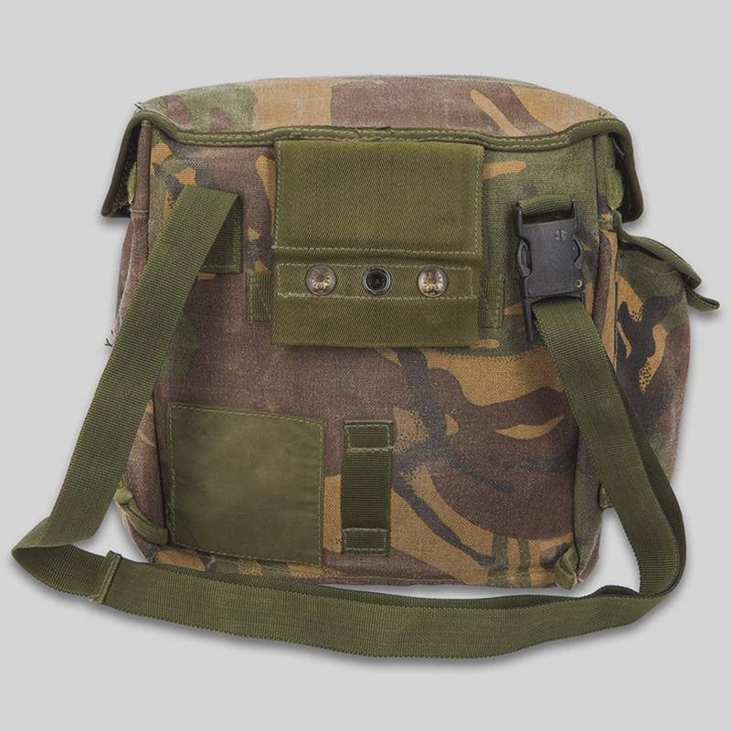 British Camo Gas Mask Bag with Strap (Used)