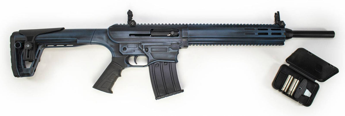 Armelegant 12ga Semi Automatic AR Style Shotgun - Battle-Worn Titanium Blue