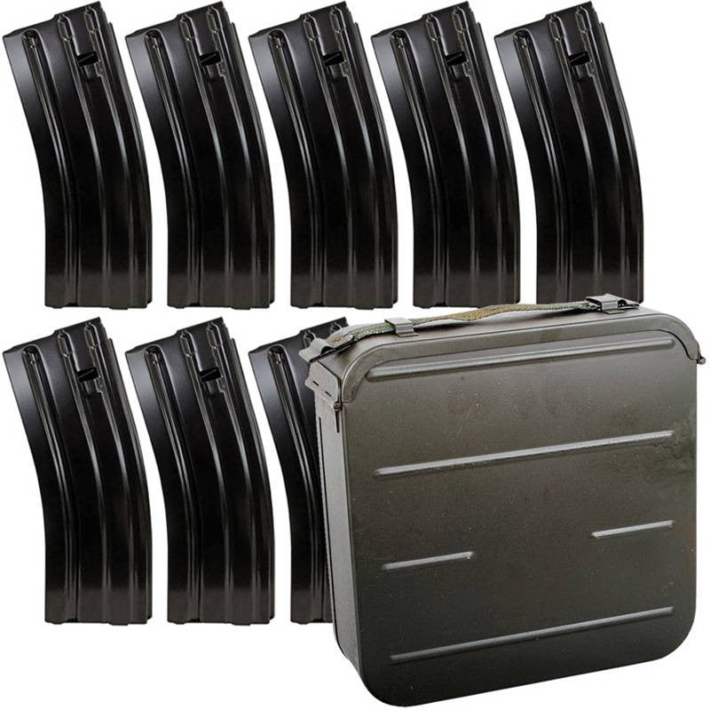 Combo of (8)  AR15/16 30rd Korean Mags and (1) Goryunov Can