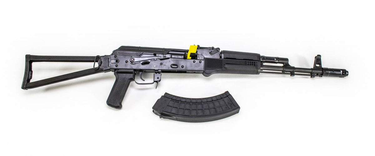 RAK47-P-SF  American made, classical AK47 rifle, with black polymer hand guards, and side folding butt stock