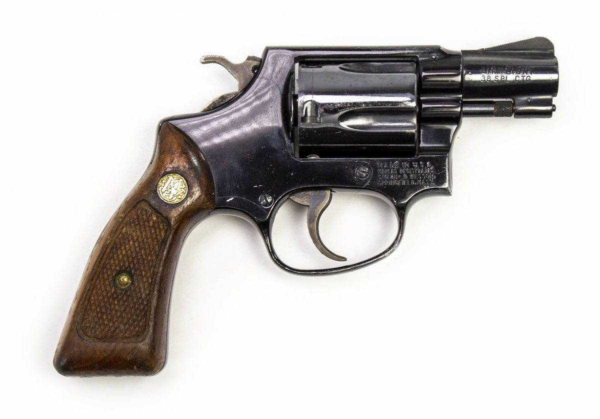 S&W 37 38 SPECIAL 2 BARREL REVOLVER AIRWEIGHT WOOD GRIPS-USED6136