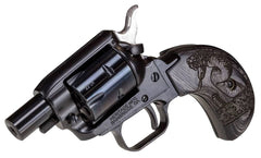 Heritage Mfg BK22B1BHWBRN2 Barkeep Boot 22 LR 6rd 1.68 Overall Black Steel with Custom Wood Burnt Snake Grips