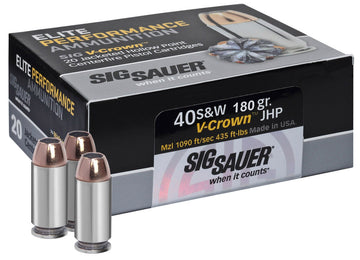 Sig Sauer E40SW220 Elite V-Crown  40 S&W 180 gr Jacketed Hollow Point (JHP) 20 Bx/ 10 Cs
